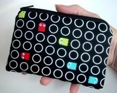 Padded Zipper Pouch ECO Friendly Coin Purse Gadget  Ipod Cell phone Case - Cute Pac Man