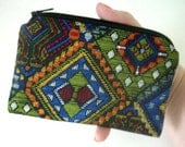 SALE Unique Zipper Pouch ECO Friendly Padded Little coin purse Gadget Case - Spice Stitch