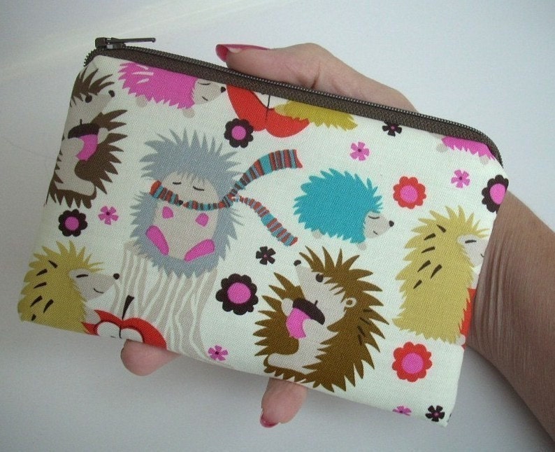 Hedgehog Meadow Little Zipper pouch Coin Purse Gadget Case ECO Friendly Padded