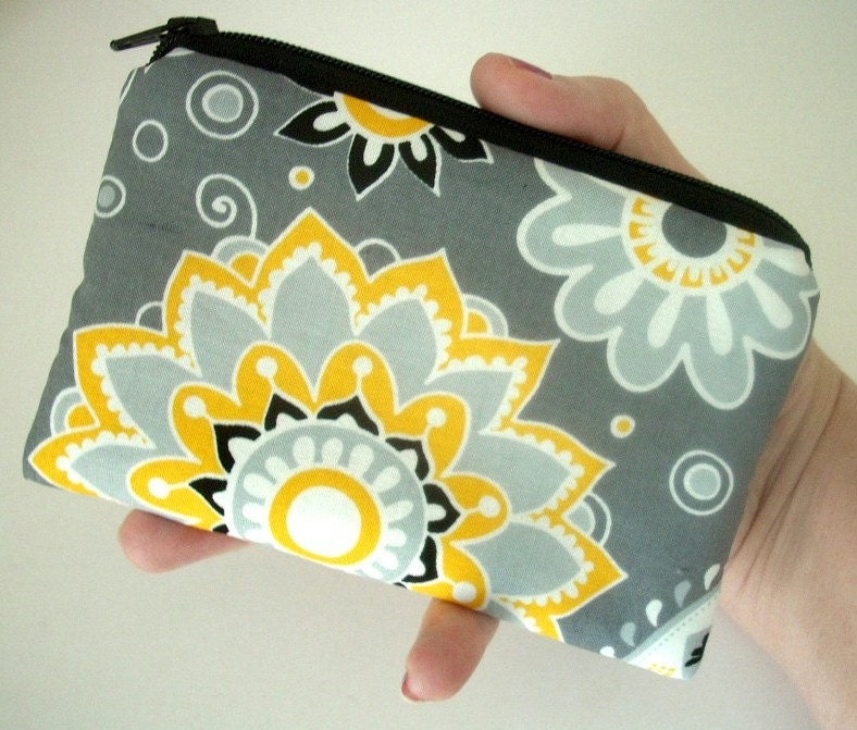 Yellow Dazzle Blooms Little Zipper pouch Coin purse Gadget Case ECO Friendly Padded