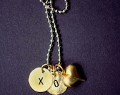 Brass Charms Necklace Sending Hugs, Kisses & Love