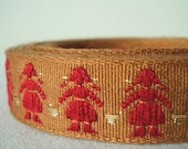 folklore vintage trim in scarlet, gold and biscuit brown