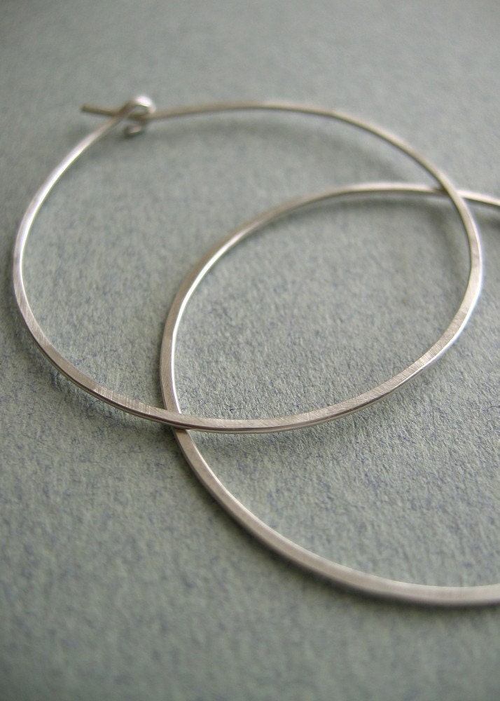 Silver Hammered Hoops  -  Large