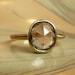Khaki Green Oval Rose Cut Sapphire Ring