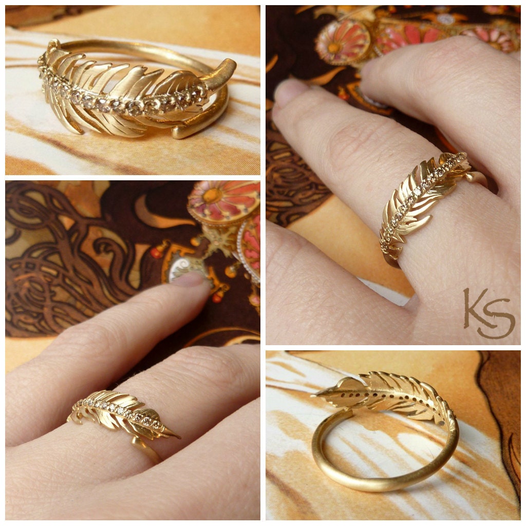 Champagne Diamond Feather Ring