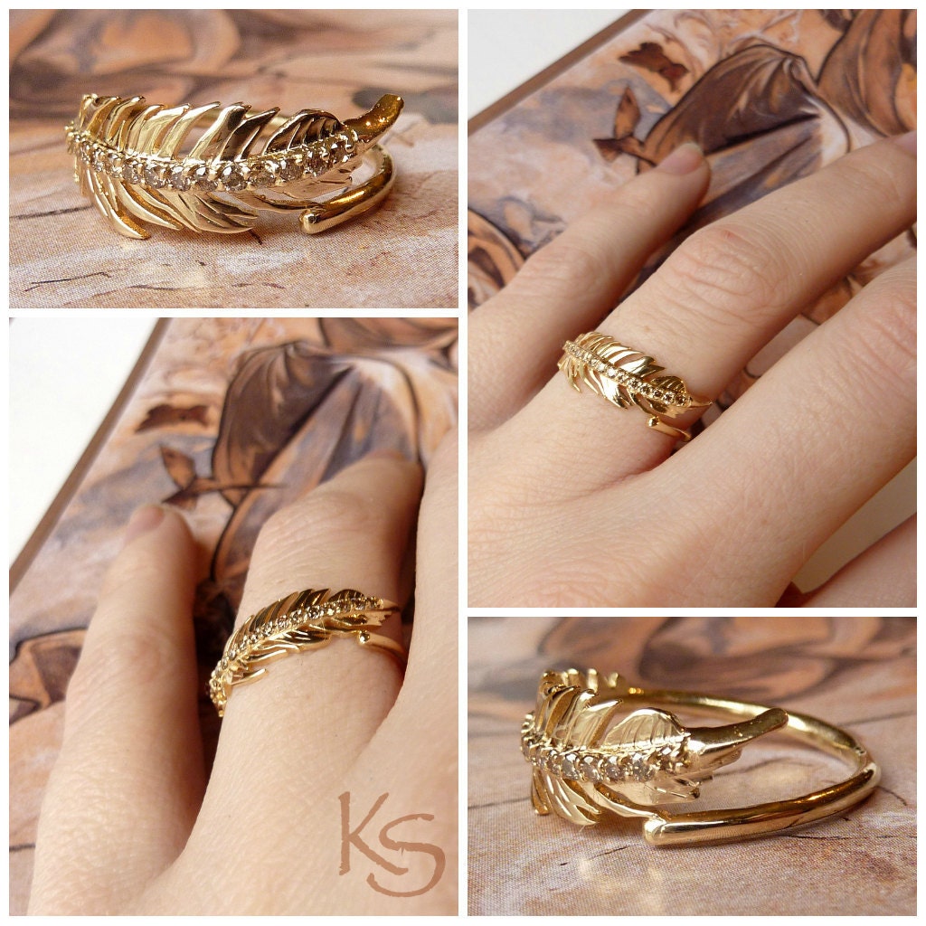 Champagne Diamond Feather Ring