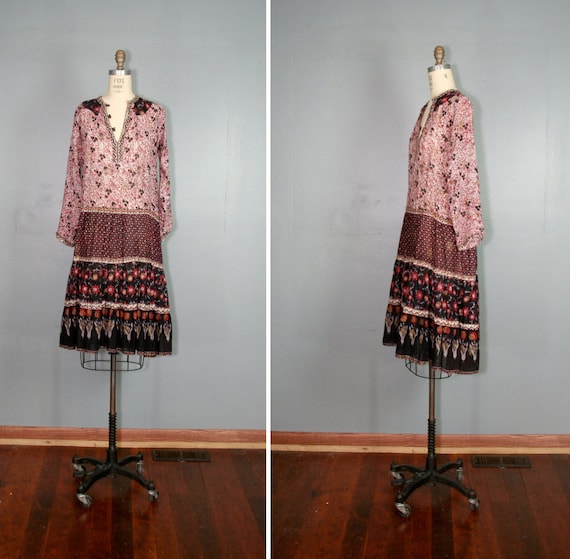 vintage . india . gauze . FESTIVAL . sheer . cotton . hippie . dress