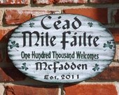 Irish Welcome Sign with Family Name Personalized