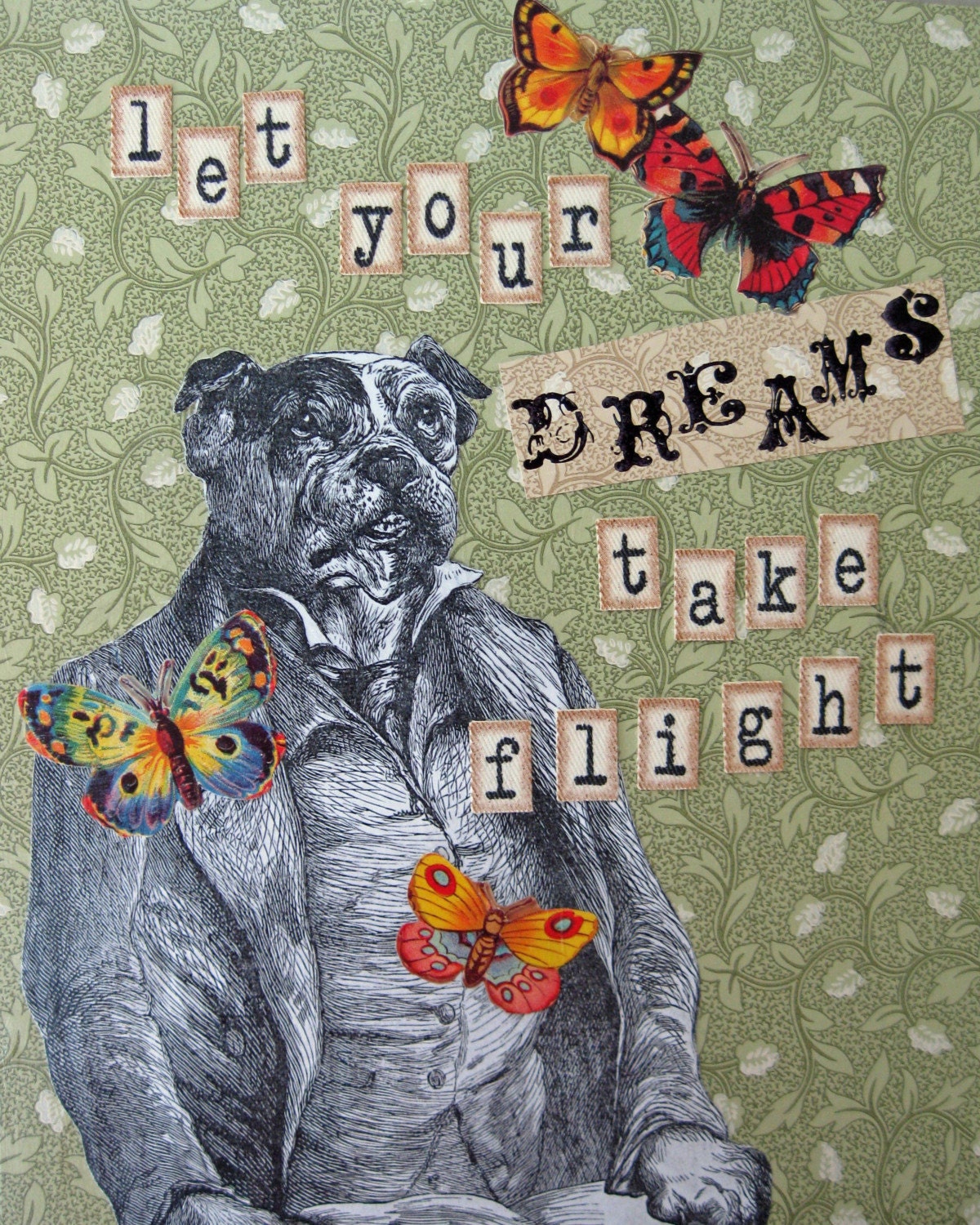 Dreams Victorian Scrap Collage In Shabby Chic Frame