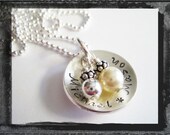 Personalized Necklace - Hand Stamped Sterling Silver Freshwater Pearl Jewelry