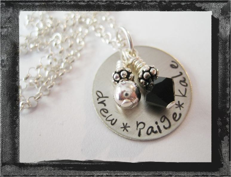 Sterling Silver Name Disc Tag Necklace in FUN FONT