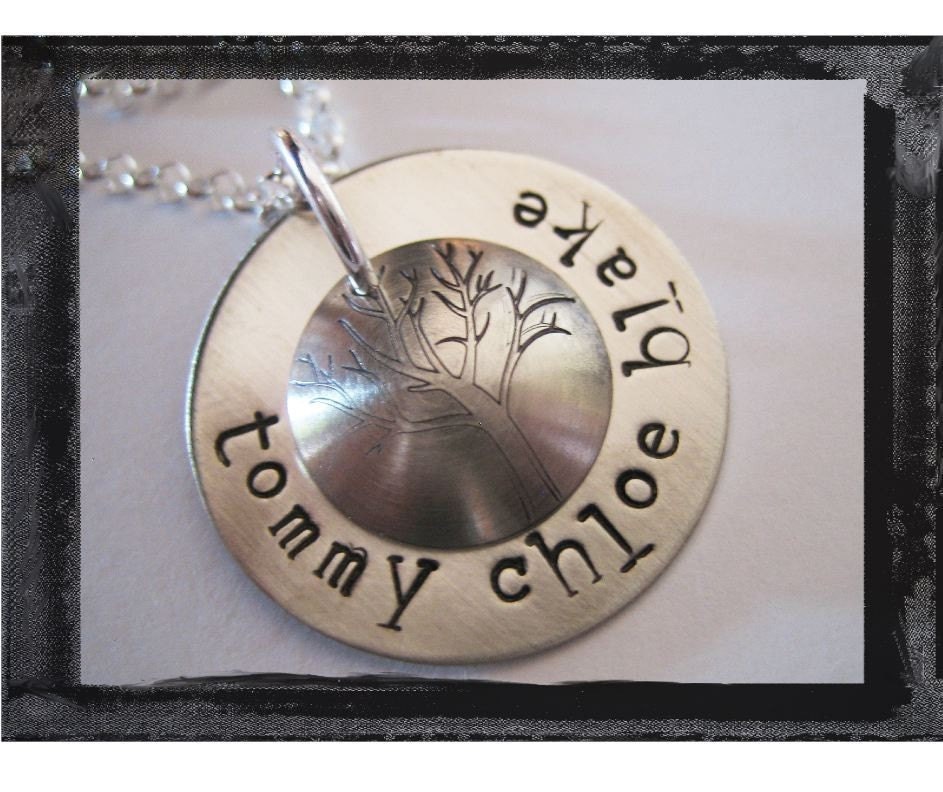 Hand Stamped Sterling Silver TREE OF LIFE Necklace ....new design