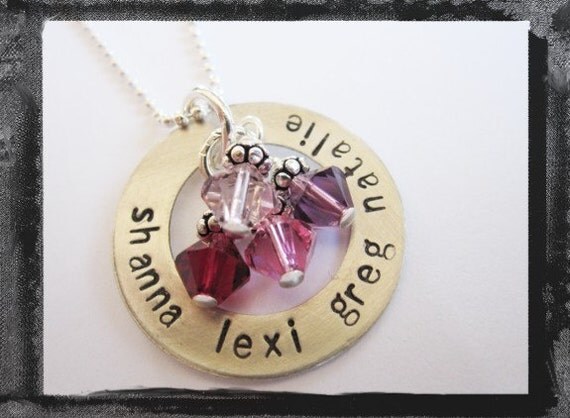 Sterling Silver Personalized Family Washer Necklace