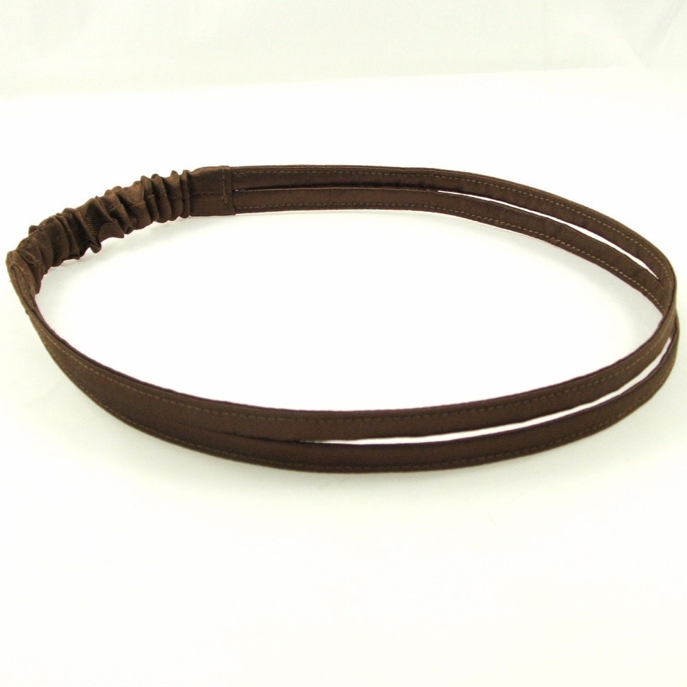Chocolate Brown 'Silky Satin' double hairband by loobyloucrafts