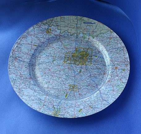 Recycled Map Plate Dallas Texas