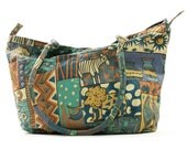 Cotton Safari Print Tote Bag 80s 90s