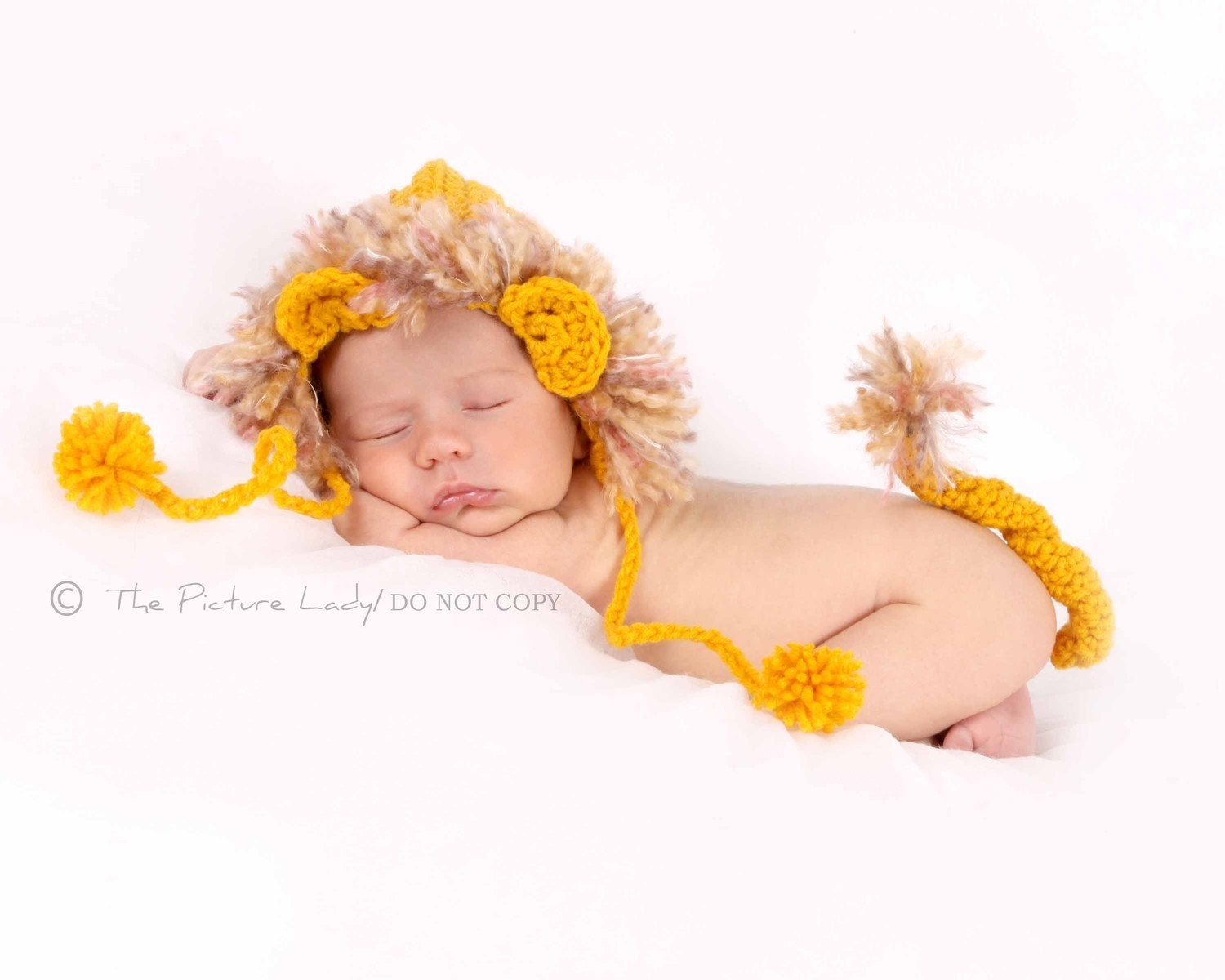 newborn photography prop lion hat and tail set