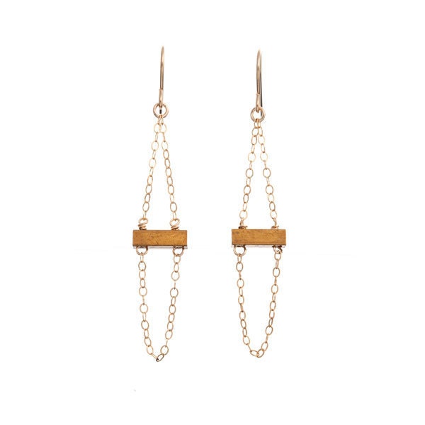 Small Fortune Brass and Gold Earrings