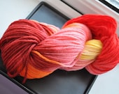 Blazing Sunset Hand Dyed Yarn, 137 Yards
