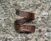 Personalized Banner Ring, Personalized Ring, Custom Stamped Wrap Ring - Copper