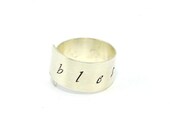 Custom Stamped Ring, Personalized Ring, Sterling Silver Wrap Ring