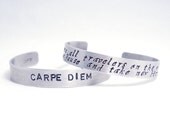 Hand stamped Bracelet Personalized Cuff Quote Poem Song Lyrics