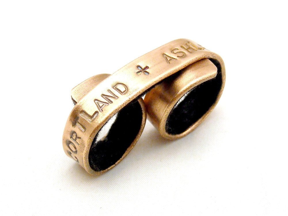 Copper Two Finger Ring, Personalized Two Finger Ring, Personalized Jewelry