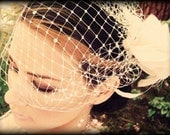 Swarovski Birdcage veil Luxury  12 inch Ivory, White or Black
