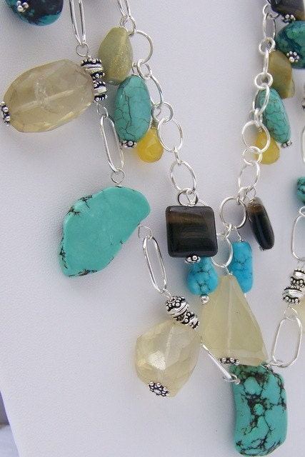 Necklace, Turquoise, Citrine, Moonstone   JN234