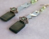 Green Earrings -- Recycled Hardware  SEK058