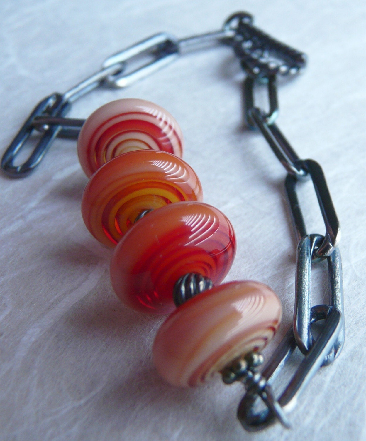 Shop Closing Sale - Take 50% off - Sangria Twist - Oxidized Silver and Lampwork Bead Bracelet