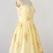 Yellow Gingham Floral Print Full Skirt Dress