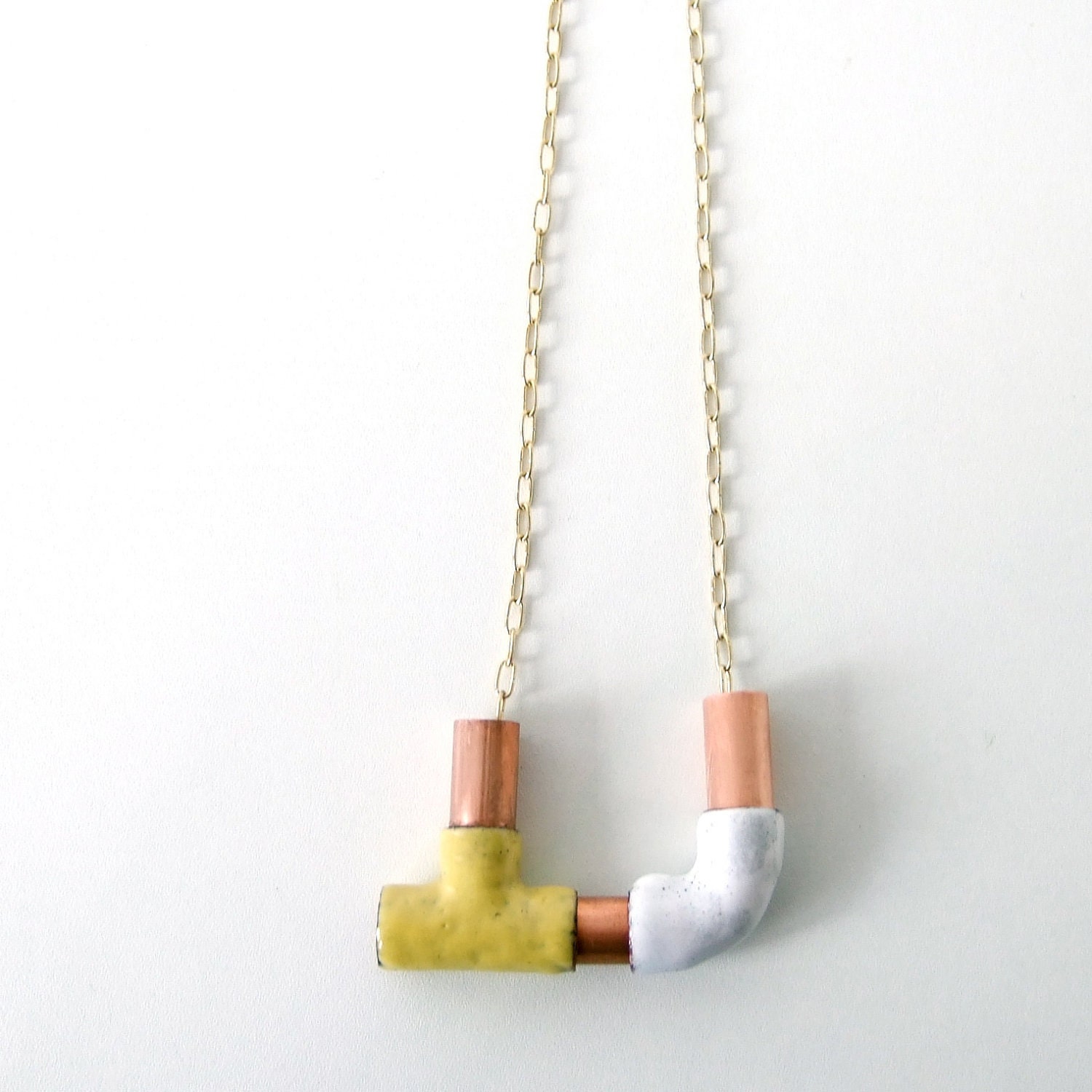 Enamel plumbing tubes necklace