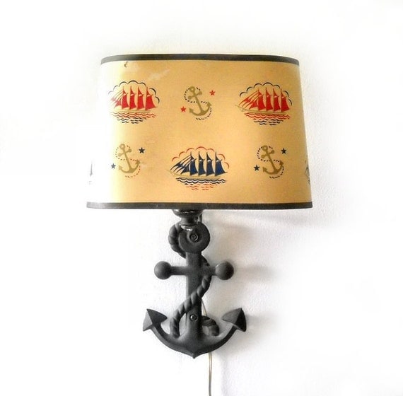 1950s Nautical Lamp Vintage Cast Iron Anchor With Ship Shade Mid Century