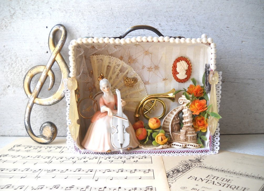 Mixed Media Shadowbox Marie Antoinette's Music Room Diorama