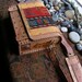 Purse carpet bag antique rug veg tan leather