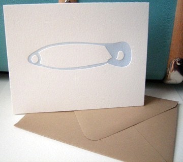 Letterpress diaper pin notes in sky blue (set of 8)