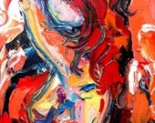 Lava Flow - 9x12 abstract nude signed Lustre print reproduction by Aja ebsq