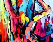 Art print nude abstract signed Lustre reproduction by Aja ebsq "Femme 28" - 9x12