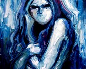 Nude painting huge canvas impasto original art by Aja
