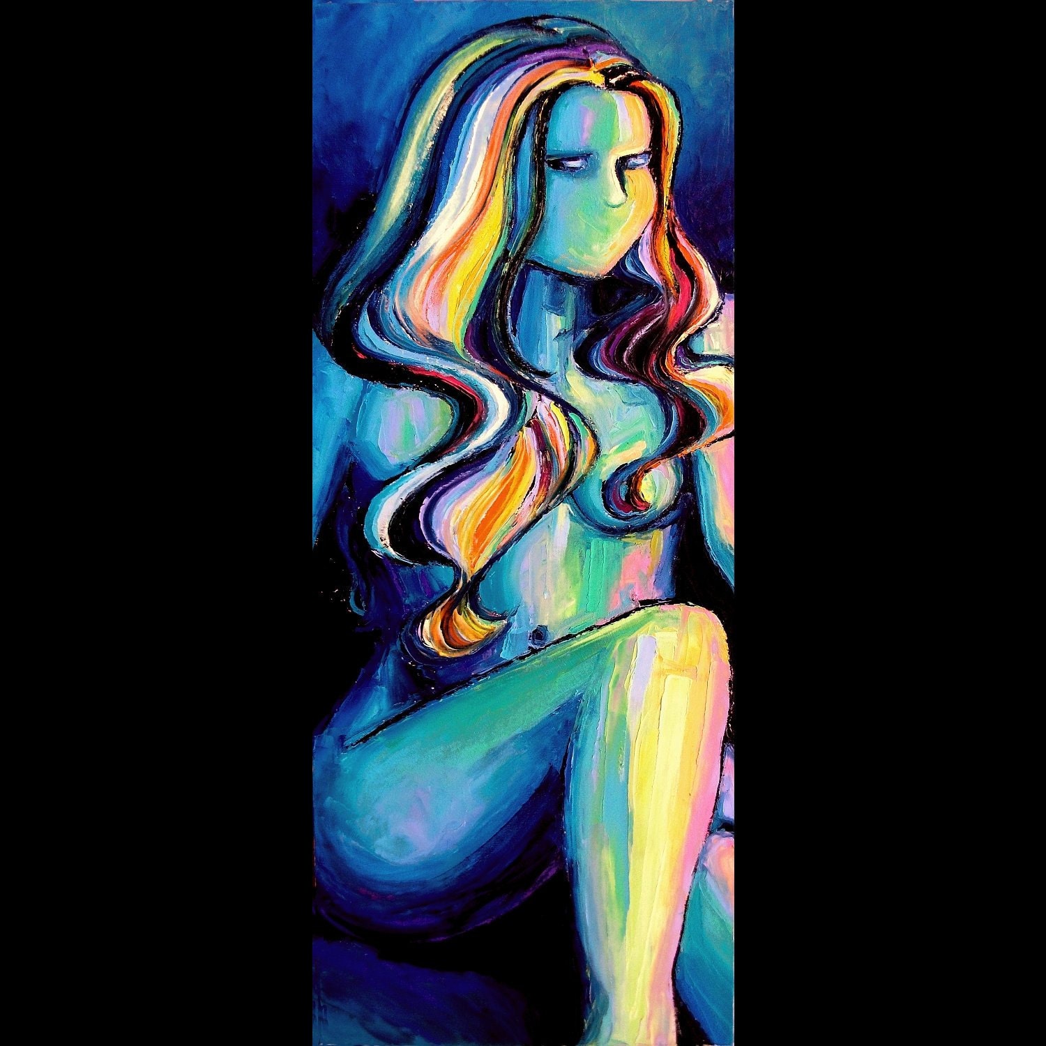 Abstract nude painting impasto art by Aja