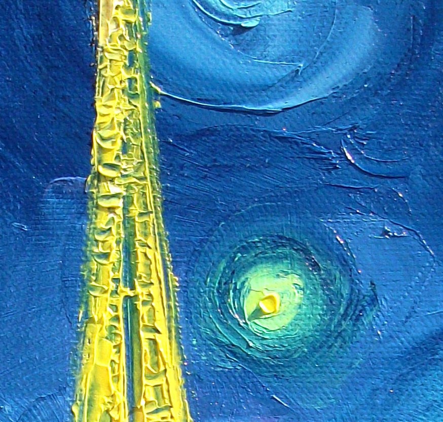 Eiffel IX - 11x14 impasto Paris cityscape original oil painting by Aja
