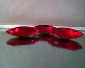 Large Red  Foil back 30mm x 16mm crystal Navette lot of 3