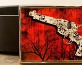 Red and Gun Toile Belt Buckle