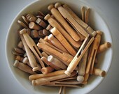 12 Vintage Clothespins Round Wooden