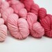 Spun Sugar Gradient: 4 balls of hand dyed polworth & silk yarn