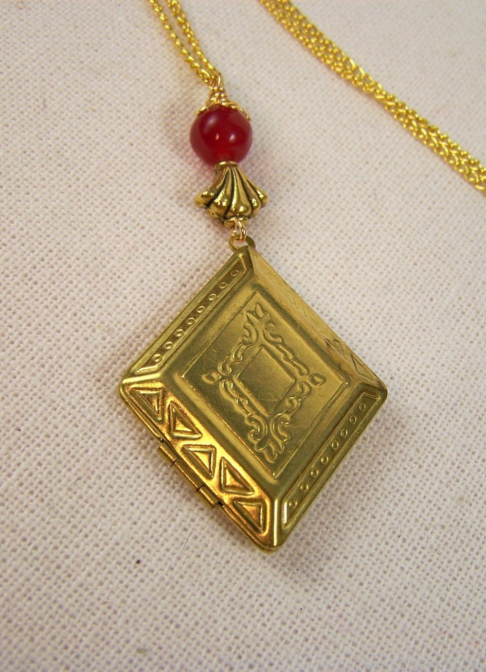 Vintage Locket and Jade Necklace