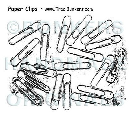 Grungey Paper Clips Rubber Stamp Sheet