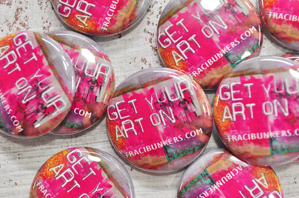 Get Your Art On Pin-back button or magnet set of 3