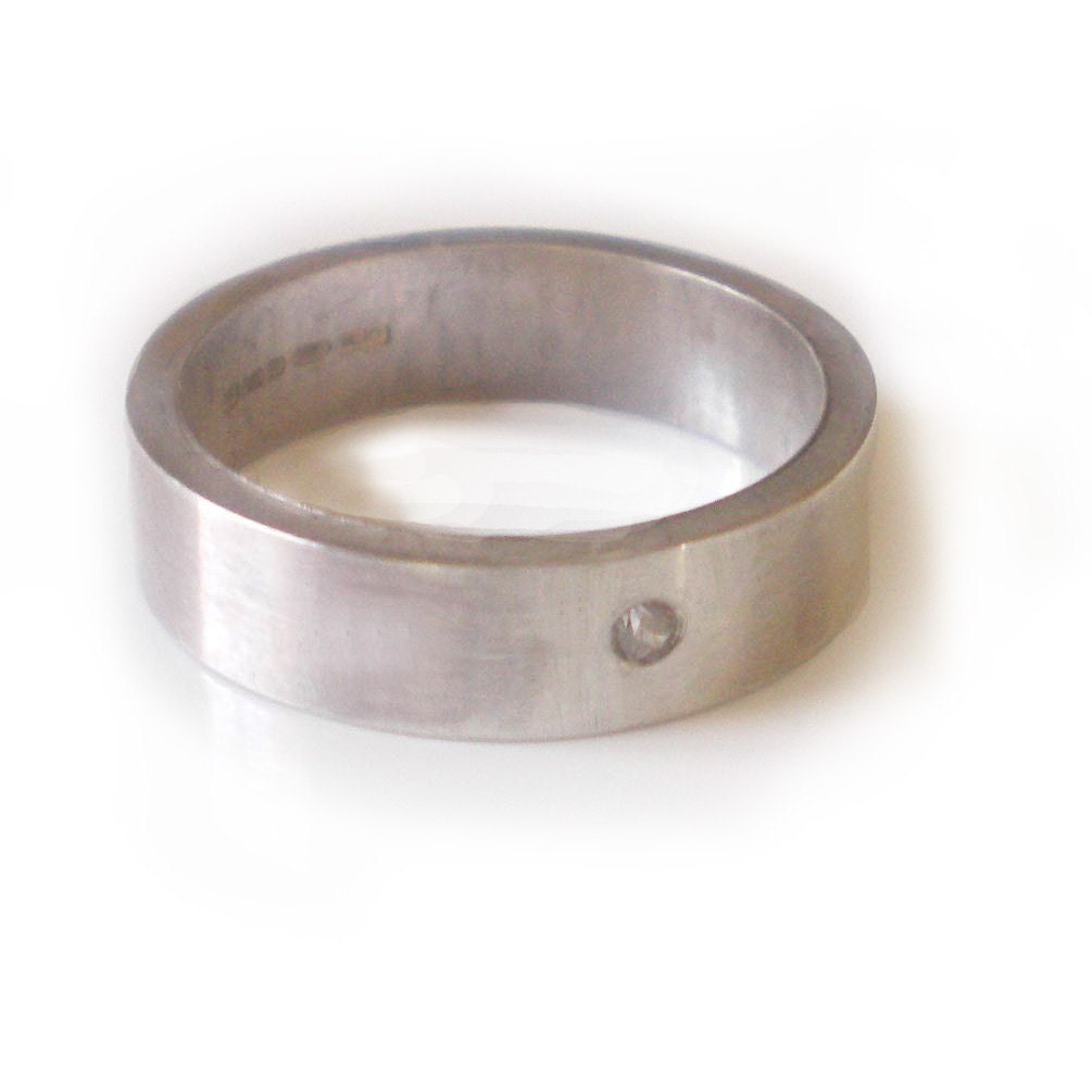 Sterling silver wedding ring with diamond - man and woman